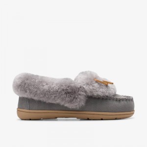 Clarks Roll Mocc Slippers Grigie | CLKS-84675
