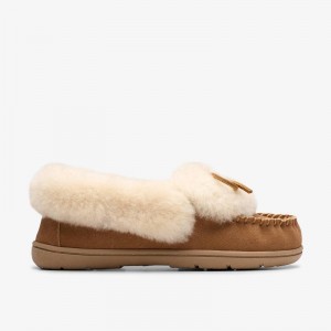 Clarks Roll Mocc Slippers Marroni | CLKS-84674