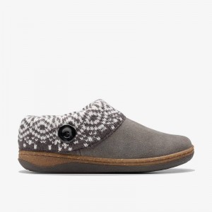 Clarks Willowdean Sweater Slippers Grigie Scuro | CLKS-84669